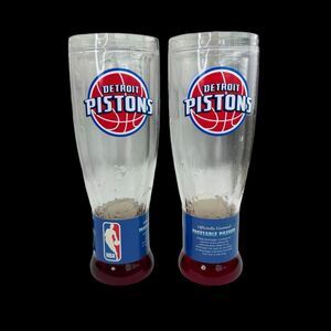 Detroit Pistons Freezable Pilsner Lot Of 2 NBA‎ Crystal Glass 16 Ounces NWOB